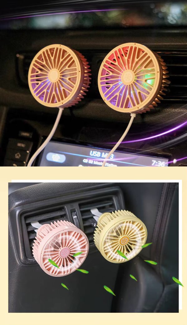Mini Ventilateur USB pour Voiture avec Lumière LED – Refroidisseur d’Air Compact 5V